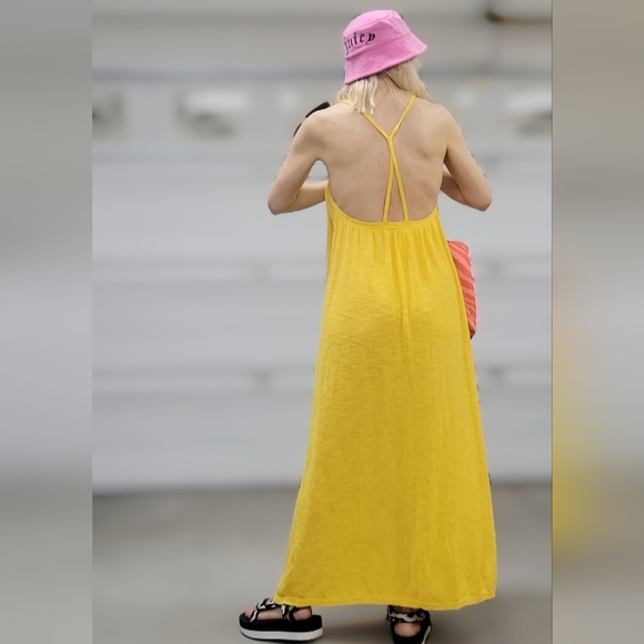Free People yellow maxi beach city dress knitted jarn size Small - Picture 3 of 13